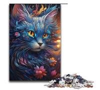 Rompecabezas para Adultos de 1000 Piezas Colorido Cuento de Hadas psicodélico Gato Azul. Cada Pieza es única. Juego Familiar desafiante y Divertido. 1000 Piezas (38 x 26 cm).