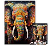 Rompecabezas para adultos de 1000 piezas, colorido elefante artístico, rompecabezas imposibles para adultos, ideal para diversión familiar, relajación y regalos navideños, 26x38cm/10,23x14,96 pulgadas