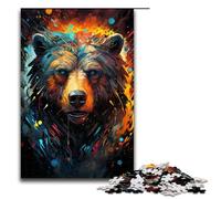 Rompecabezas para Adultos de 1000 Piezas Colorido Escudo psicodélico Guerrero Oso Rompecabezas. Cada Pieza es única desafiante y Divertido Juego Familiar. 75 x 50 cm.