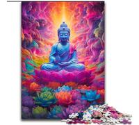 Rompecabezas para Adultos de 1000 Piezas, Colorido Grafiti de Buda de Madera, Actividad Divertida para el hogar, 50x75cm, Atractiva Actividad de Noche de Juegos Familiares