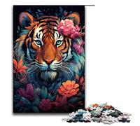 Rompecabezas para Adultos de 1000 Piezas Colorido psicodélico fantasía Floral Tigre decoración del hogar Toda la Familia (tamaño 75 x 50 cm)