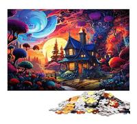 Rompecabezas para Adultos de 1000 Piezas Colorido Rompecabezas psicodélico de Arte Floral para Adultos Papel Juegos Familiares cumpleaños 1000 Piezas (38 x 26 cm)