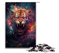 Rompecabezas para Adultos de 1000 Piezas Colorido Tigre psicodélico Malvado del Futuro Ideal para Decorar tu Escritorio (tamaño 75 x 50 cm)