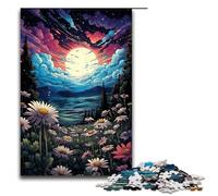 Rompecabezas para Adultos de 1000 Piezas Colorido y psicodélico con Flores de jardín Espacial Rompecabezas de Madera para la Familia Juego Educativo Juguete de desafío 75 x 50 cm