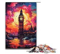 Rompecabezas para Adultos de 1000 Piezas Colorido y psicodélico del Big Ben y el London Eye. Cada Pieza es única. Juego Familiar desafiante y Divertido. 1000 Piezas (38 x 26 cm).