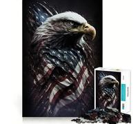 Rompecabezas para Adultos de 1000 Piezas con águila Americana sobre Bandera de EE UU Juego de concentración Mental,Manualidades de Corte de Alta precisión,Actividad para Fortalecer los Lazos