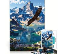 Rompecabezas para Adultos de 1000 Piezas con águila Volando sobre Las Montañas Rocosas Juego de Habilidad Mental Diversión Garantizada Decoración navideña para Pared (38x26cm)