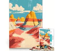 Rompecabezas para Adultos de 1000 Piezas con Arcos de Desierto en Tonos Pastel,ilustración Minimalista de Paisaje,decoración Ideal,Rompecabezas,Regalo para el Tiempo Libre,Regalo o para Aficionados