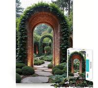 Rompecabezas para Adultos de 1000 Piezas con Arcos de ladrillo en un jardín exuberante Juego de Mesa concentrarse,Relajarse y Disfrutar de un Regalo de cumpleaños (38x26cm)