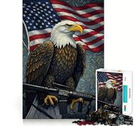 Rompecabezas para Adultos de 1000 Piezas con Bandera y Rifle del Águila Americana Juego de Memoria Mental de Alta precisión para Cortar Manualidad para Momentos de Tranquilidad y Ejercicio Mental