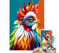 Rompecabezas para Adultos de 1000 Piezas con Cabeza de Gallo Colorida Estilo Pop Art Juego de ingenio desafío para la Inteligencia Juguetes adictivos un Gran Regalo una Obra de Arte (tamaño 50x75cm)