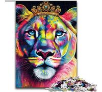 Rompecabezas para Adultos de 1000 Piezas con Cara de Leona Colorida de Madera, decoración hogar o la Oficina, Ideal de 50x75cm para Juego Interactivo Familiar