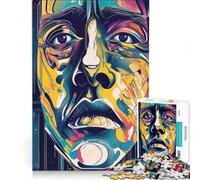 Rompecabezas para Adultos de 1000 Piezas con Cara de Tristeza Abstracta, Juego práctico, Ideal para Pasar el Tiempo en casa Durante Las Vacaciones y Fortalecer el Amor en Pareja 38x52cm