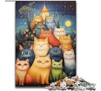 Rompecabezas para Adultos de 1000 Piezas con Collage de Gatos, desafiantes Rompecabezas de 26x38cm, Actividades Divertidas para el hogar, Regalos de cumpleaños y Viajes
