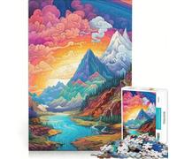 Rompecabezas para Adultos de 1000 Piezas con Coloridas montañas fantásticas, Juguetes para armar, para la diversión Familiar, con Piezas de Formas aleatorias Que encajan Perfectamente 38x26cm