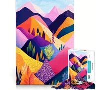 Rompecabezas para Adultos de 1000 Piezas con Coloridos diseños Abstractos de colinas onduladas y cordilleras Minimalista Ilustración Juego de Habilidad Mental Diversión Garantizada
