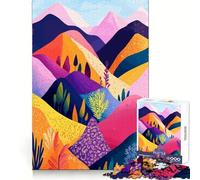 Rompecabezas para Adultos de 1000 Piezas con Coloridos diseños Abstractos de colinas onduladas y cordilleras,Arte Minimalista,ilustración Elegante,Juguete para ejercitar la Mente,Juego Relajante