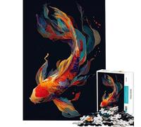 Rompecabezas para Adultos de 1000 Piezas con Coloridos Peces koi Arte Abstracto Juego Familiar Juego desafiante Juguetes Gran Regalo para los Amantes de los Juegos de Nivel difícil (tamaño 38x52cm)