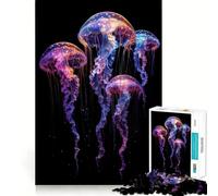 Rompecabezas para Adultos de 1000 Piezas con Cuatro Medusas,Bordes Finos,Ideal para Manualidades,Resolver Problemas,Relajarse,Jugar o divertirse en un cumpleaños (38x52cm)