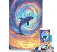 Rompecabezas para Adultos de 1000 Piezas con Datos fascinantes sobre los Delfines, Juego Interactivo, decoración para el hogar, cumpleaños y Navidad 38x52cm