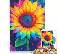 Rompecabezas para Adultos de 1000 Piezas con Datos fascinantes sobre los Girasoles, Juego Interactivo, decoración para el hogar, cumpleaños y Navidad 50x75cm