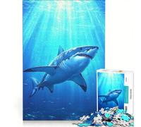 Rompecabezas para Adultos de 1000 Piezas con Datos fascinantes sobre Tiburones, Juego Educativo para la diversión Familiar, Toda la Familia 50x75cm