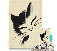 Rompecabezas para Adultos de 1000 Piezas con Dibujo Abstracto de Gato a Tinta, Juguete antiestrés, Ideal para la interacción Entre Padres e Hijos, cumpleaños 38x26cm