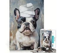 Rompecabezas para Adultos de 1000 Piezas con Dije de Bulldog vendado,Corte Premium,Juguete Divertido para ejercitar la Mente,Juego Relajante,decoración de cumpleaños,Regalo (50x75cm)