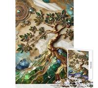 Rompecabezas para Adultos de 1000 Piezas con diseño Abstracto de árbol del Mundo Juego práctico para Toda la Familia Decoración del hogar Juguetes Regalos para Amigos y Familiares (38x26cm)