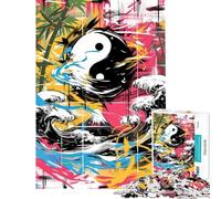 Rompecabezas para Adultos de 1000 Piezas con diseño Abstracto de Grafiti Yin Yang Juguete para Adultos decoración de Pared análisis y lógica cumpleaños y Navidad (tamaño 38x26cm)