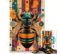 Rompecabezas para Adultos de 1000 Piezas con diseño de Abeja,Arte Abstracto,Bordes, Rompecabezas de lógica,Juego para el Tiempo Libre,diversión y decoración navideña (38x52cm)
