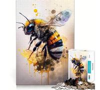 Rompecabezas para Adultos de 1000 Piezas con diseño de Abeja en Acuarela,Corte Premium,Juguete Divertido para ejercitar la Mente,Juego Relajante,decoración de cumpleaños,Regalo (38x26cm)