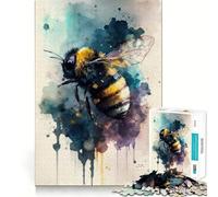 Rompecabezas para Adultos de 1000 Piezas con diseño de Abeja zumbadora en Acuarela Juego de lógica con Piezas de Ajuste preciso Divertido y Acogedor Regalo Ideal para cumpleaños (38x26cm)