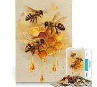Rompecabezas para Adultos de 1000 Piezas con diseño de Abejas y Panal,Estilo Acuarela,Corte Limpio,lógica,Juguete Divertido,Juego para el Tiempo Libre,decoración navideña,Regalo (38x26cm)