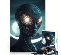 Rompecabezas para Adultos de 1000 Piezas con diseño de alienígena con Ojos galácticos Ideal para ejercitar la Mente Diseño Robusto y Divertido Juego Nocturno (38x52cm)