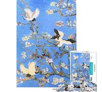 Rompecabezas para Adultos de 1000 Piezas con diseño de Almendro en Flor y grullas Juguete antiestrés para Adultos Que Mejora la Memoria Ideal para cumpleaños y Navidad (tamaño 38x26cm)