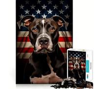 Rompecabezas para Adultos de 1000 Piezas con diseño de American Pit Bull Terrier Juego de concentración Mental Manualidad de Corte de Alta precisión Actividad para Fortalecer los Lazos Familiares