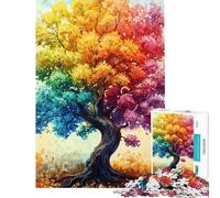 Rompecabezas para Adultos de 1000 Piezas con diseño de árbol arcoíris Rompecabezas DIY para Adultos Juguetes para Decorar Paredes cumpleaños y Navidad (tamaño 38x26cm)