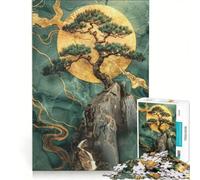 Rompecabezas para Adultos de 1000 Piezas con diseño de árbol bonsái Dorado, Juego Familiar, Ideal para Reducir el estrés y un desafío único 50x75cm