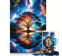 Rompecabezas para Adultos de 1000 Piezas con diseño de árbol, Paisaje fantástico, Bordes Finos, artesanía, Juego cognitivo, Juguete, Juego Relajante, decoración navideña para Pared (38x26cm)