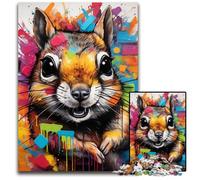 Rompecabezas para Adultos de 1000 Piezas con diseño de Ardilla Grafiti,Rompecabezas imposibles para Adultos,Ideal para diversión Familiar,relajación y Regalos navideños,26x38cm/10,23x14,96 Pulgadas.