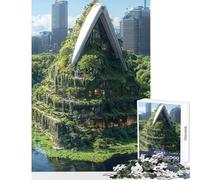 Rompecabezas para Adultos de 1000 Piezas con diseño de Arquitectura Verde Juego Educativo Juguetes de decoración para el hogar cumpleaños y Navidad (38x52cm)