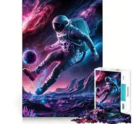 Rompecabezas para Adultos de 1000 Piezas con diseño de Astronauta y fútbol,Humor,Corte Suave,Arte,Juguete para Entrenar la Mente,diversión para el Tiempo Libre,Regalo de cumpleaños (38x26cm)