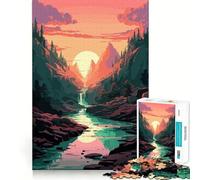Rompecabezas para Adultos de 1000 Piezas con diseño de Atardecer Vaporwave,Arte de Borde Premium,Rompecabezas de lógica,Juego para el Tiempo Libre,diversión,decoración navideña (50x75cm)
