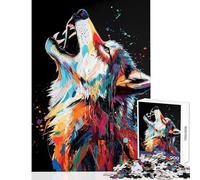 Rompecabezas para Adultos de 1000 Piezas con diseño de aullido de Lobo Colorido Juego práctico de 1000 Piezas Gran Regalo para Juegos análisis y lógica (50x75cm)