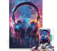 Rompecabezas para Adultos de 1000 Piezas con diseño de Auriculares de DJ Coloridos Juego Interactivo Ideal para Relajarse y despejar la Mente Decorar el Escritorio 50x75cm