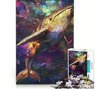 Rompecabezas para Adultos de 1000 Piezas con diseño de Ballena de vidriera Juguete Educativo difícil y desafiante Que fomenta el Amor Entre Parejas 50x75cm