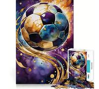 Rompecabezas para Adultos de 1000 Piezas con diseño de balón de fútbol en Acuarela y Detalles Dorados Juego Mental Regalo Ideal Troquelado de Alta precisión Actividad Relajante para Grupos