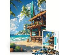 Rompecabezas para Adultos de 1000 Piezas con diseño de Bar de Playa Tropical Juego de Ajuste preciso Juguete Inteligente para el Cerebro Tiempo Libre Regalo Ideal para cumpleaños (38x26cm)