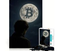 Rompecabezas para Adultos de 1000 Piezas con diseño de Bitcoin a la Luna (38x52cm) - Corte Premium - Juguete Divertido para Ejercitar la Mente - Juego Relajante - Decoración de Cumpleaños - Regalo